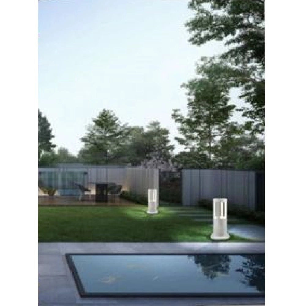 Trade Shop - Lampada Da Terra Segnapasso Da Giardino Ip65 In Alluminio Vetro 12 W Es59 Bianco -