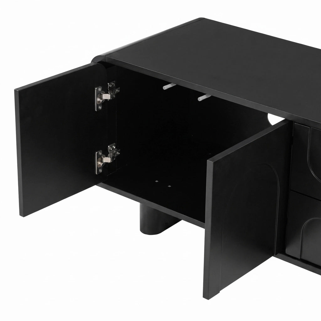 Mobile TV 180x40x46 cm con ante e cassetti; MDF e truciolare nero