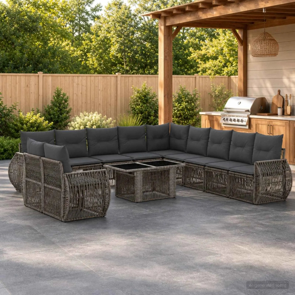 Set Divano da Giardino 12 pz Grigio e Grigio Scuro polyrattan 3436970