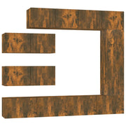 Set di Mobili Porta TV 7 pz | Armadietto TV | Mobile Porta TV Rovere Fumo in Legno Multistrato