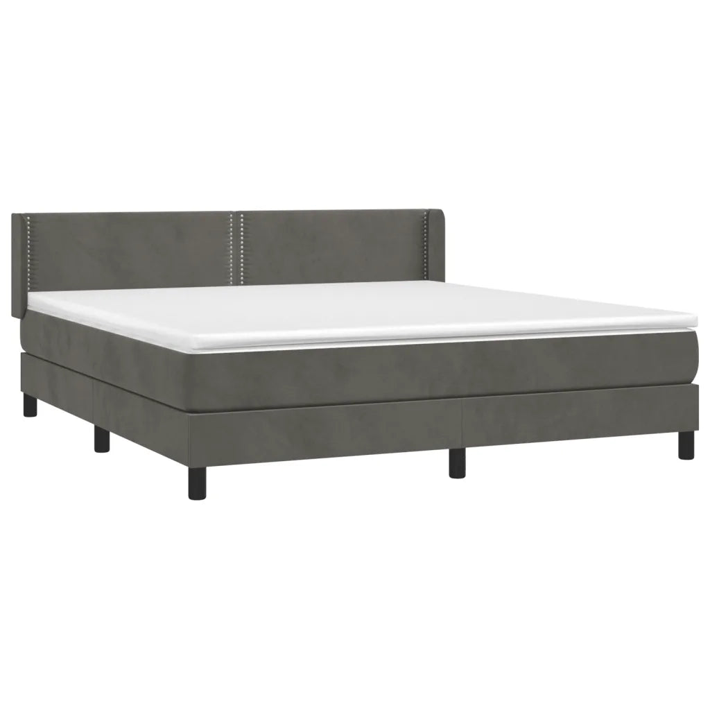 Giroletto a Molle con Materasso Grigio Scuro 160x200 cm Velluto cod mxl 37976