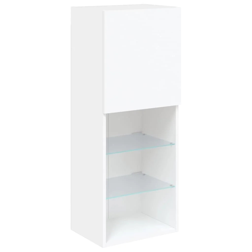 Set di mobili TV multimediali mensola TV credenza mobile TV per sala da pranzo soggiorno camera da letto con illuminazione a LED 5 pezzi legno ingegnerizzato bianco 02_0029381