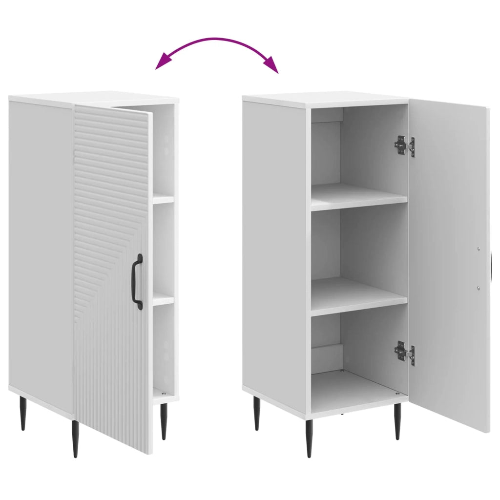 Credenza | Madia | Buffet da pranzo | Armadio da pranzo Bianco Lucido 33 x 34,5 x 89,5 cm Legno ingegnerizzato