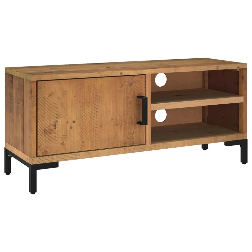 Mobile TV Marrone 90x30x40 cm Legno Massello di Pino Riciclato