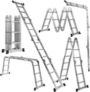 Scala Pieghevole Multiuso, Scala Estensibile con Struttura in Alluminio, Facile da Conservare, Piccola Scala per Uso Interno ed Esterno