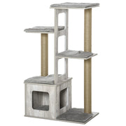 EasyComfort Albero Tiragraffi per Gatti Multi-livello con Cuccia e Corde in Iuta, 67x38.5x114 cm, Grigio
