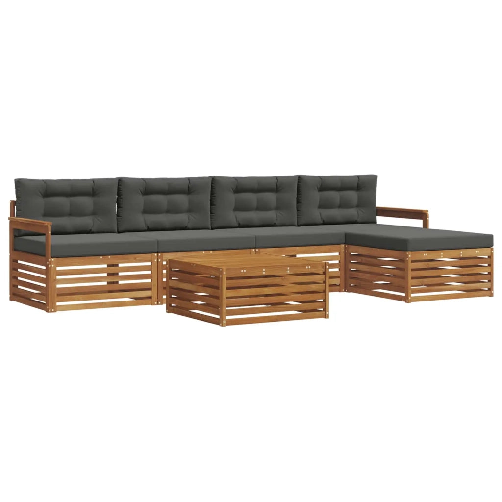 Set di divani da esterno con cuscino 6 pcs Naturale e Antracite 3373327