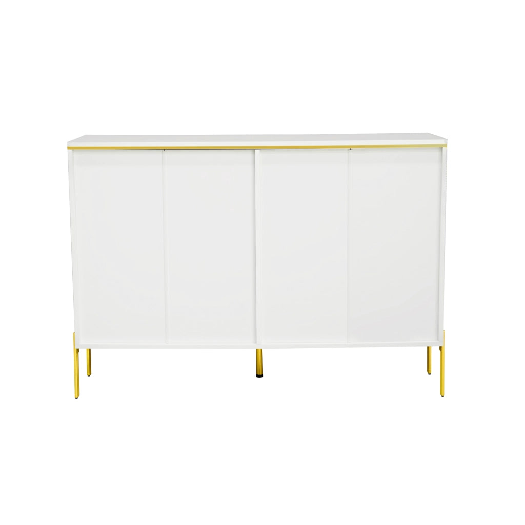 Credenza Moderna con 6 Cassetti ¨C Xylo ¨C Bianco Lucido e Oro, Soggiorno e Ingresso