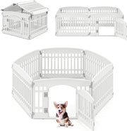 Recinto per Cani da Interno ed Esterno, Recinzione per Animali Domesti Pieghevole a 6 Pannelli 60 cm per Cani Medi e Piccoli con Porta di Bloccaggio Sicura, 172 x 87 x 60 cm