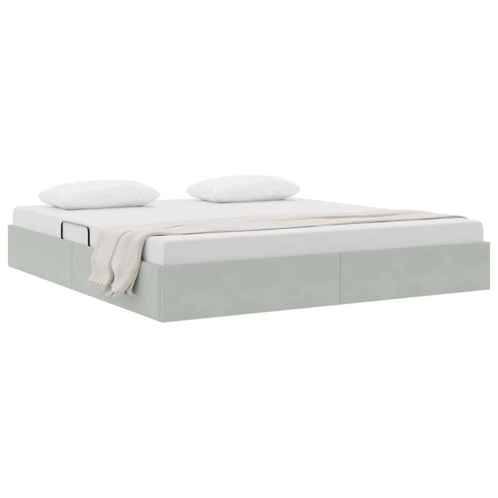 Letto ottomano Grigio Chiaro 180 x 200 cm Velluto