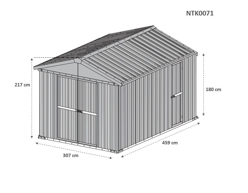 Box giardino in acciaio deposito attrezzi utensili capanno in lamiera zincata 327x459cm x h 215cm - 201 kg - 15,01 mq VERDE