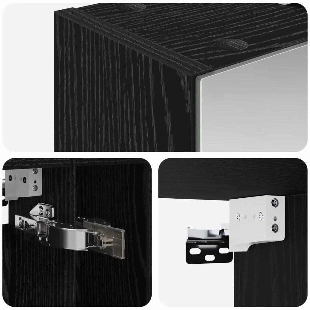 Mobiletto per specchio da bagno Rovere Nero 60 x 14.5 x 70 cm 889192