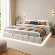 LETTO Contenitore 180x200 cm senza testiera, LED, Beige, flanella