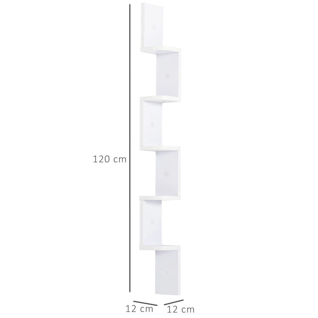 Libreria a Parete Angolare 5 Livelli Legno Bianco ¨C zephmum ¨C 120 cm