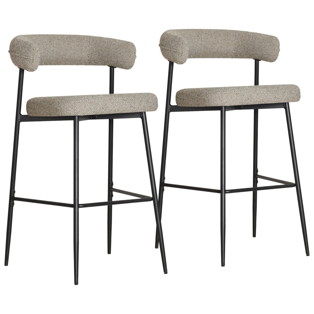 Set di 2 sgabelli THEA in tessuto verde screziato