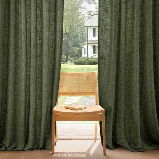 Tessuto di tende in lino 300B x 245H cm - Tende semitrasparenti - Tende con effetto onda - Tende con anelli o ganci - Lavabili in macchina - Decorazione comoda per le finestre