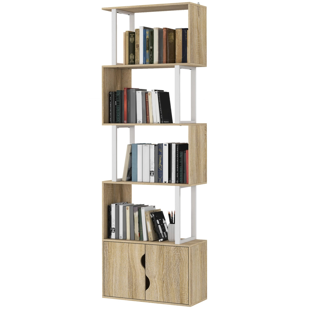 Libreria con ante e ripiani ¨C zephmum ¨C legno naturale 60x24x179 cm