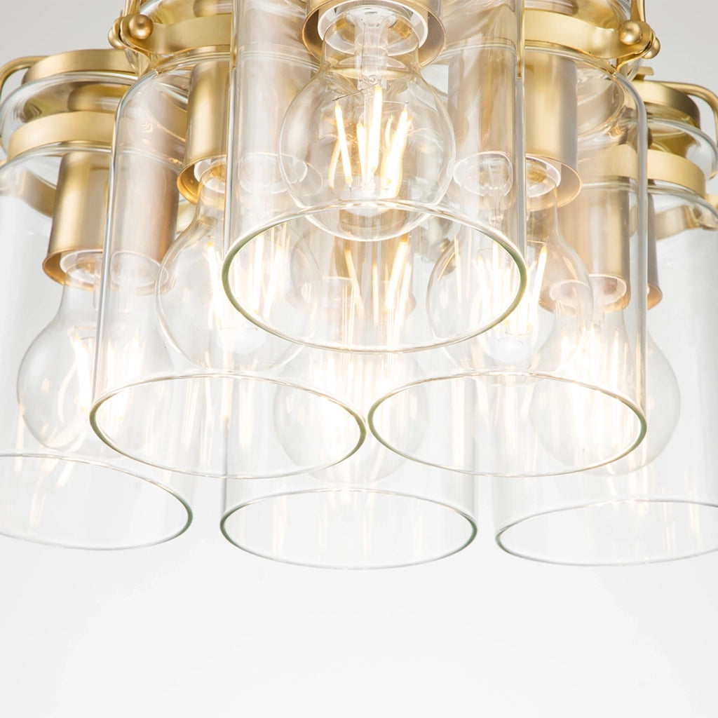 Lampadario Contemporaneo Brinley Acciaio Ottone Spazzolato 6 Luci E27