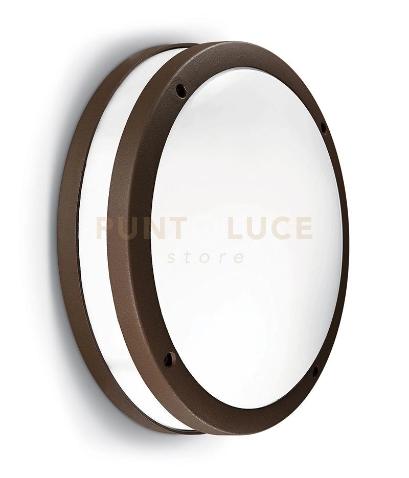 GES292- PLAFONIERA PER ESTERNI 2 LUCI ATTACCO E27 IN ALLUMINIO IP54 D.28CM  RUGGINE