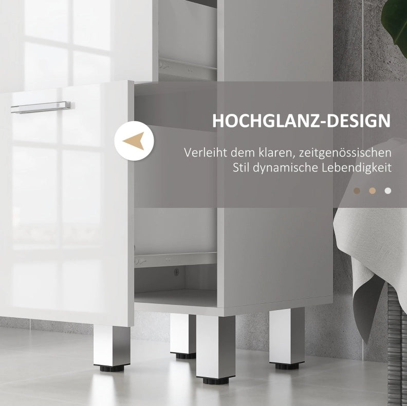 Mobile bagno stretto con 4 cassetti e piedini regolabili 30 x 30 x 93 cm bianco