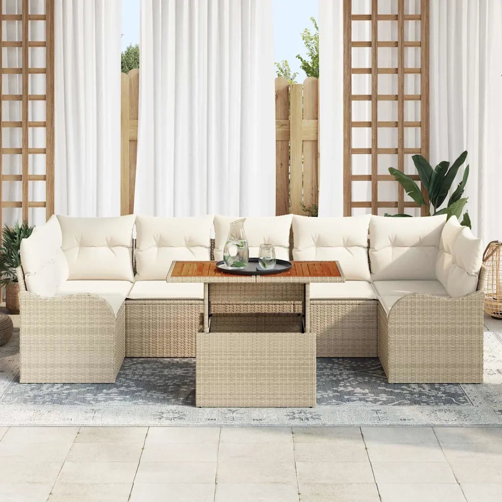 Set Divano da Giardino 8 pcs Beige e Crema polyrattan 3349427