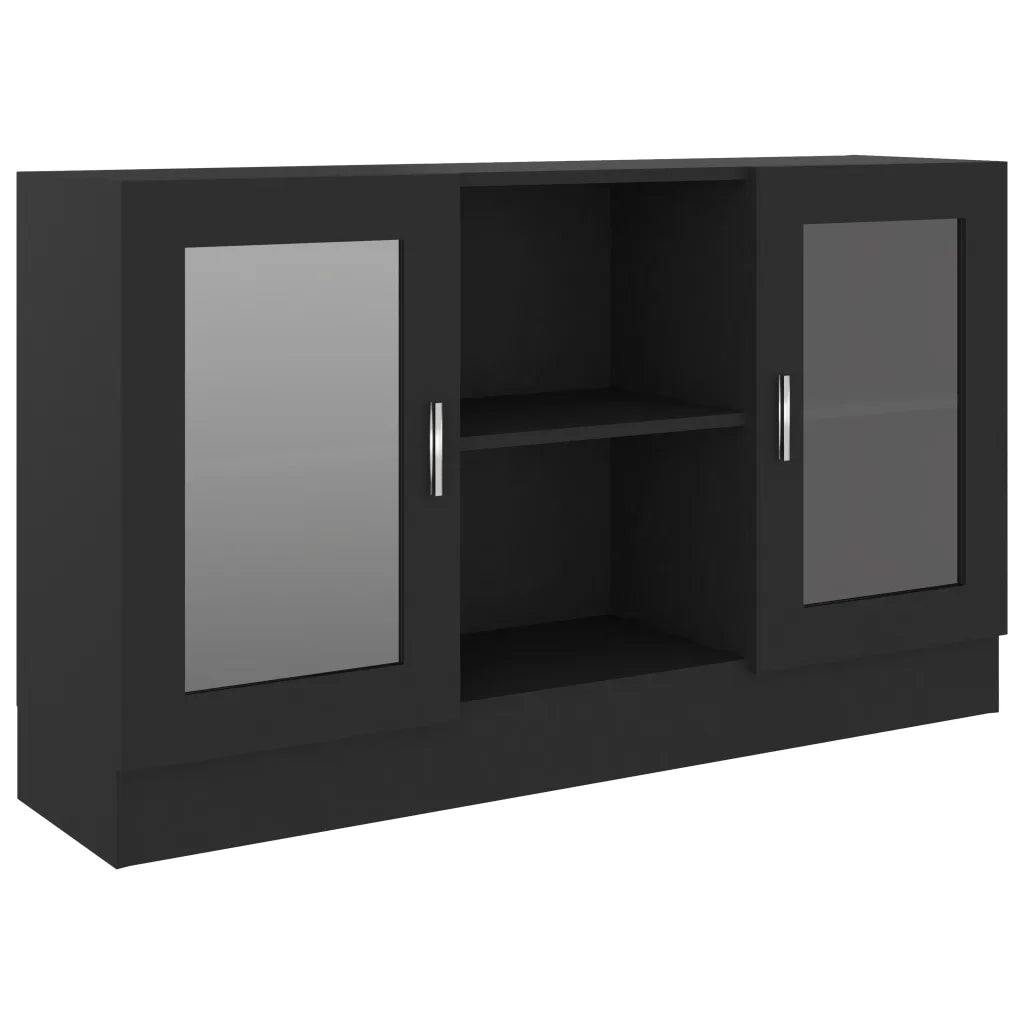 Vetrina moderna nera 120 x 30,5 x 70 cm realizzata in legno composito nero 02_0047765