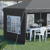 Pergola Pop-up Pieghevole, Tettoia per Eventi, 3 x 6 m, 3 Lati Rimovibili, Grigio