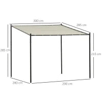 Gazebo Pergola Addossata da Giardino 3x3m in Metallo e Poliestere Beige