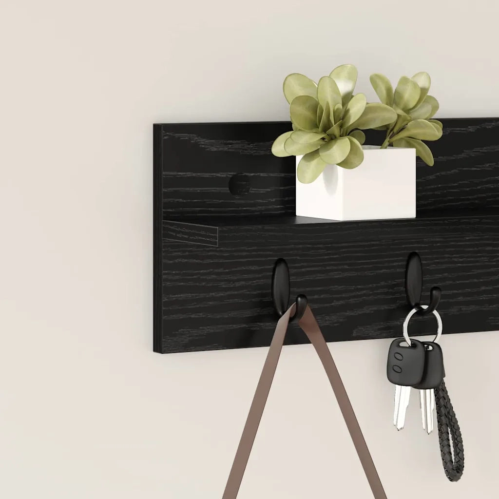Appendiabiti a muro Rovere Nero 60 x 10,5 x 18 cm 874388