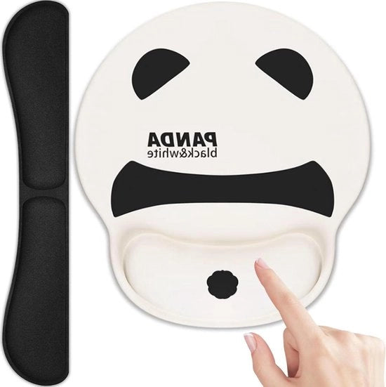 Impianto di sostegno per la mano ergonomico Panda | Mattoncino per il comfort per il polso con rivestimento in gomma e cuscino di gomma | Supporto antiscivolo per tastiera per ufficio e giochi