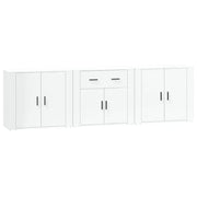 Credenze 3 pz | Madia | Buffet da pranzo | Armadio da pranzo Bianco in Legno Multistrato