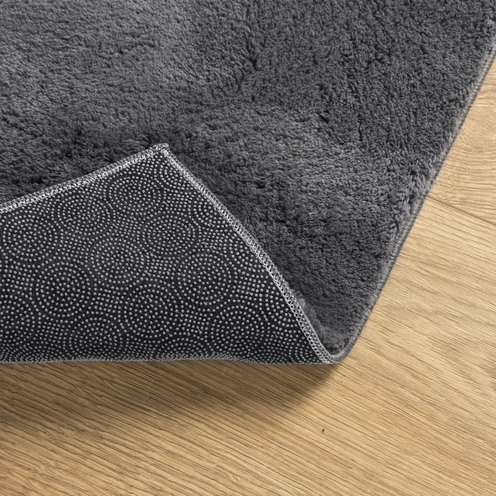 Tappeto Pelo Corto HUARTE Morbido Lavabile Antracite 160x160 cm 375002