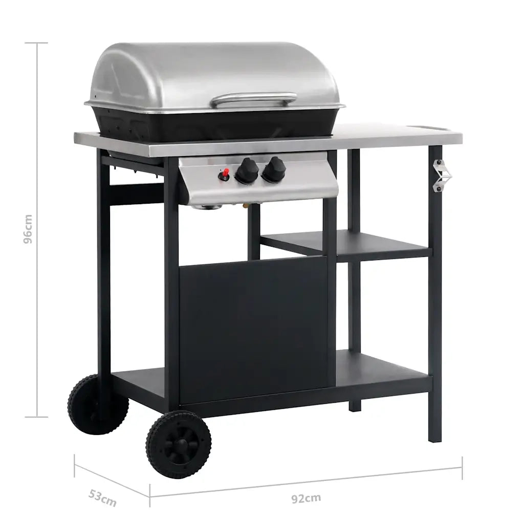 Barbecue e Griglia a Gas a 3 Ripiani Tavolinetto Nero e Argento CFW9574426