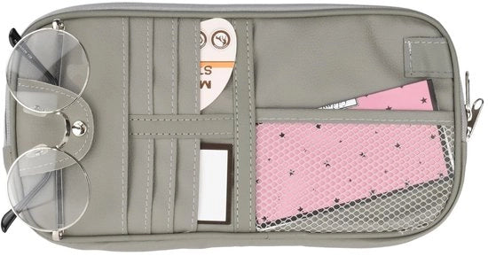 Organizzatore per auto con capacità grande - Materiale PU - Dimensioni 30,5 x 15 cm - 1 contenitore per occhiali/7 contenitori per carte - Installazione facile