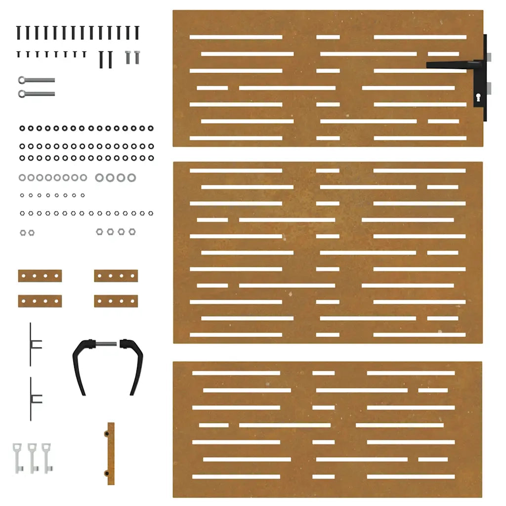 Cancello da giardino 85x150 cm in acciaio Corten design quadrato 153247