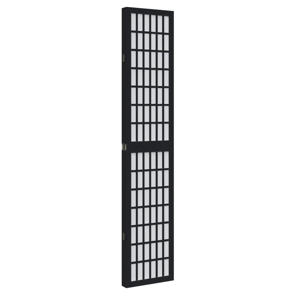 Divisorio Ambienti | Divider per stanze | Paravento 4 Pannelli Nero Legno Massello di Paulownia