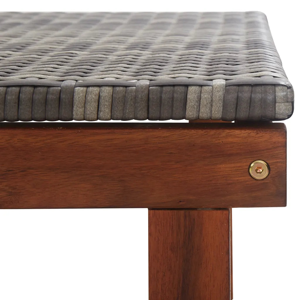 Lettino Prendisole | Sdraio da giardino | Lettino da sole Polyrattan e Legno Massello di Acacia Grigio