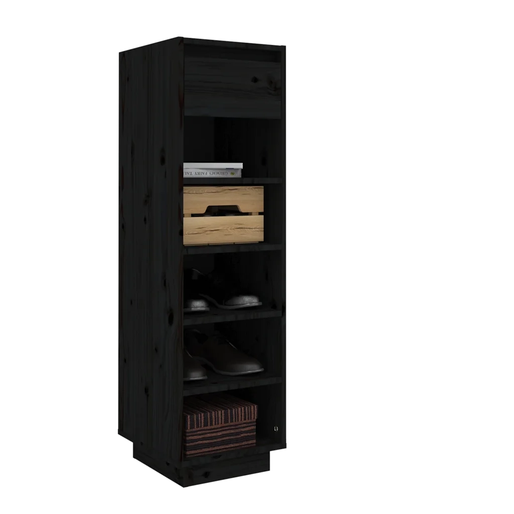 Scarpiera | Mobile per scarpe Nera 30x34x105 cm in Legno Massello di Pino