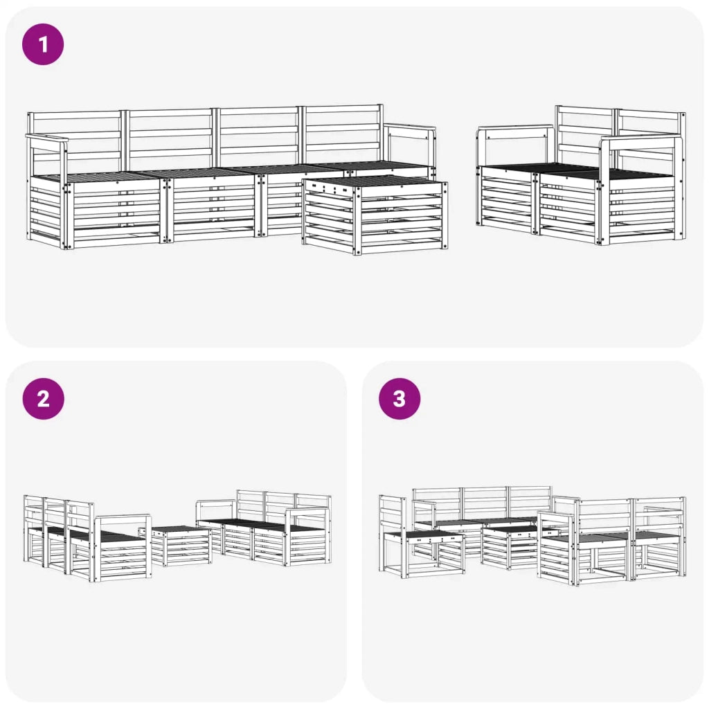 Set di divani da esterno 7 pcs Bianco Legno di Acacia Massello 3391419