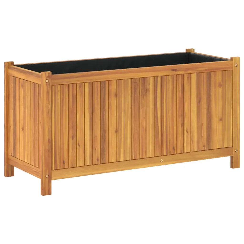 Fioriera | Cassetta per fiori | Vaso Giardino con Rivestimento 99,5x38x50cm Massello Acacia