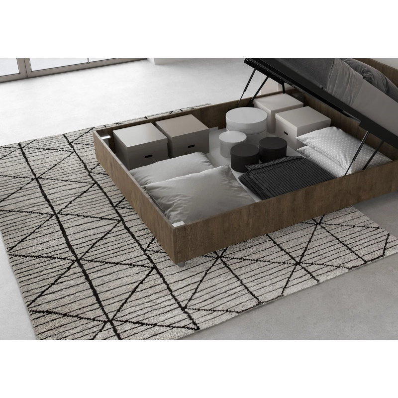 Letto Matrimoniale francese 140x190 cm testata dritta con doghe Ankel - Senza rete,Noce