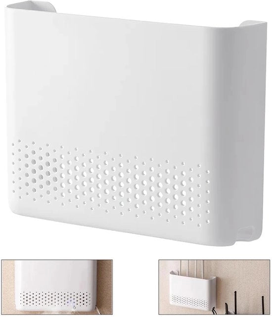 Cassetto di contenimento per cavi, 25,6*17 cm, più fori per una facile gestione dei cavi, bianco.