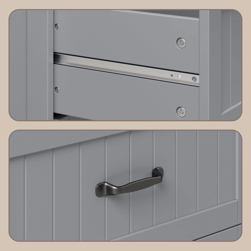 Armadietto da Cucina, Mobile bagno con 2 Cassetti, con Ripiani Regolabili, per Bagno, Soggiorno and Cucina, 60×30×110 cm,Grigio