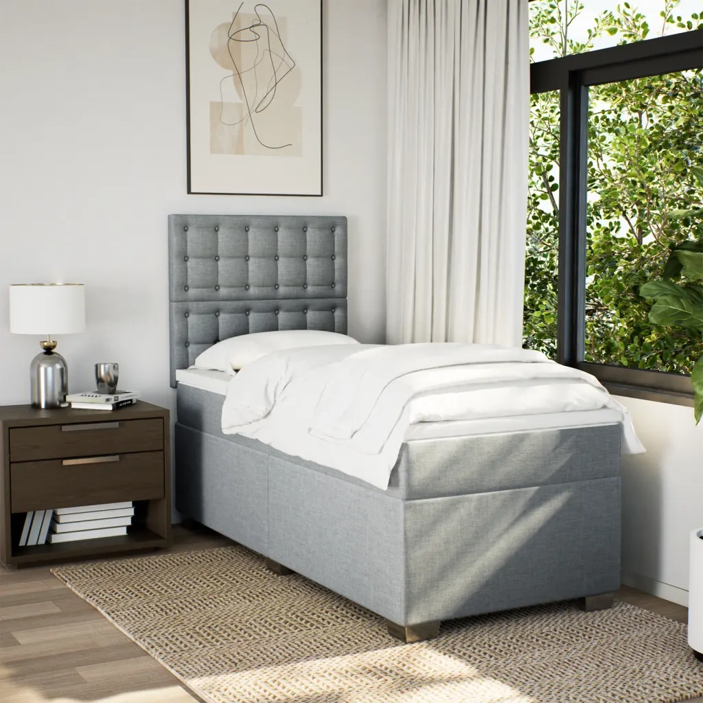 Giroletto a Molle con Materasso Grigio Chiaro 90x190 cm Tessuto 3292657