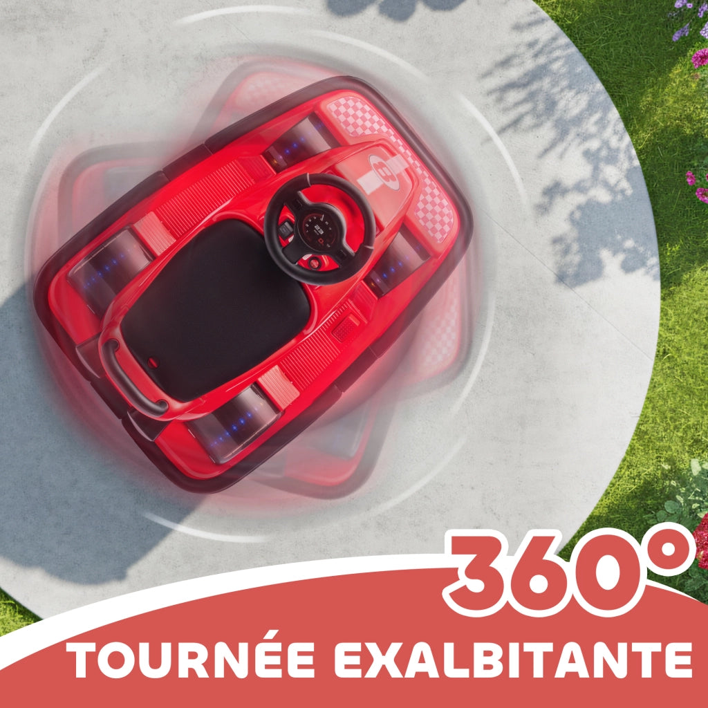Auto Elettrica Bambini 6V con Rotazione 360' ¨C zephmum ¨C 74x53x48cm Rosso