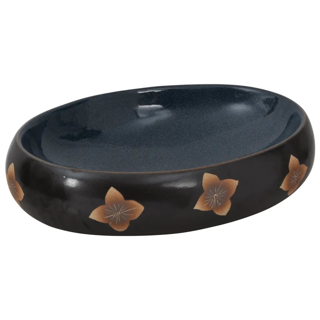 Lavabo da Appoggio Nero e Blu Ovale 59x40x15 cm Ceramica 155088