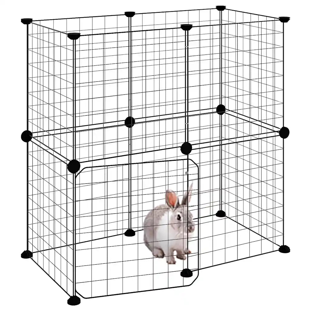 Gabbia per Animali 12 Pannelli con Porta Nero 35x35 cm Acciaio cod mxl 53880