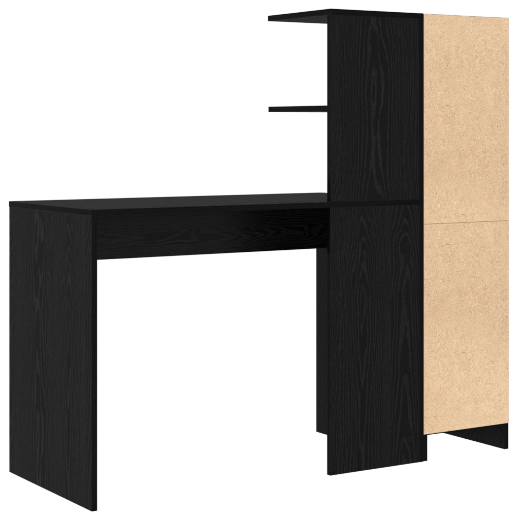 Scrivania con spazio di archiviazione Rovere Nero Legno Ingegnerizzato