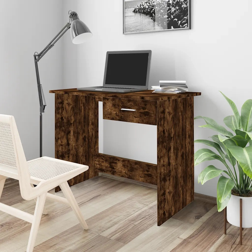 Scrivania | Tavolo da Ufficio Rovere Fumo 100x50x76 cm in Legno Multistrato