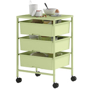 Carrello Multiuso 4 Livelli con Ruote e 3 Cestini ¨C Zephmum ¨C Verde 40.8x33.5x60.5 cm